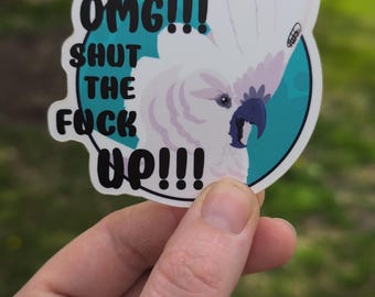 Cockatoo "OMG" matte sticker