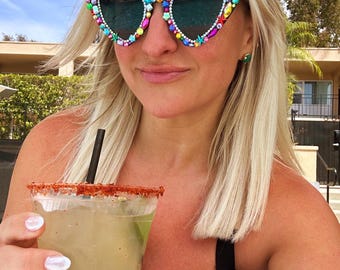 Personalized gem colorful rhinestone sunglasses adult and kid heart sunnies