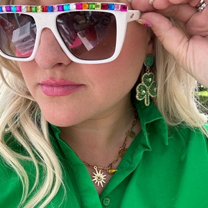 Fun rainbow rhinestone bling sunglasses sparkly white sunnies