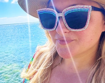 Crystal Sunglasses, Shield Style Reflective Lens Glasses  display picture 2