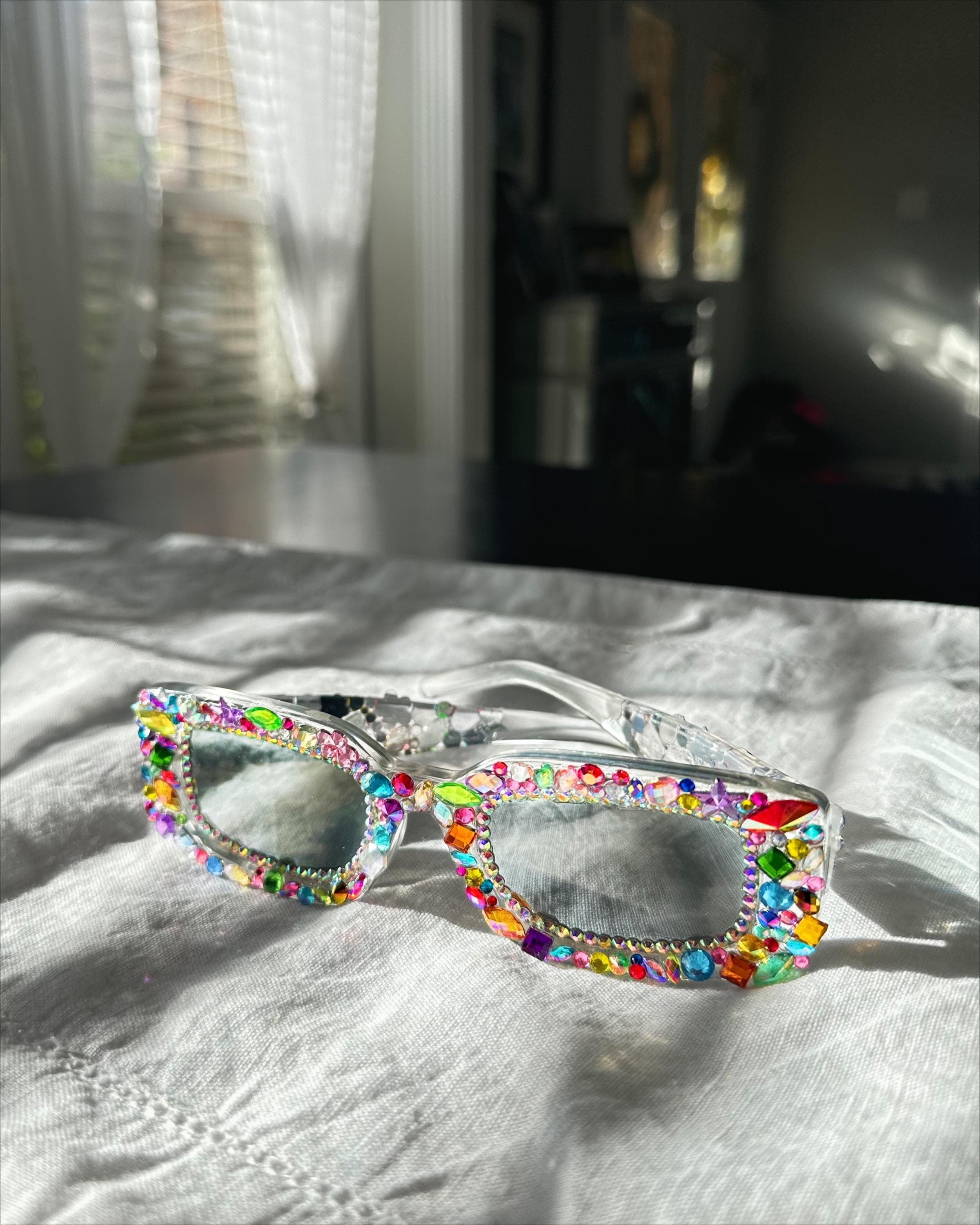 NWT Shining Oversized Round Rhinestone Sunglasses Gem Sunnies, MULTI COLORS Support a good cause and win a pair of custom sunnies  main image 2