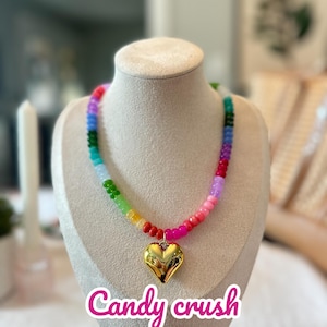 Glass gemstone candy stone necklace choker colorful beaded handmade necklaces anthro glass