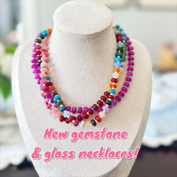 Glass gemstone candy stone necklace colorful beaded anthro
