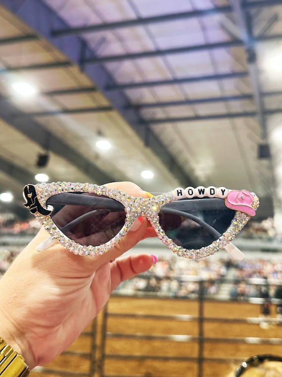 Cowgirl Hat with Heart Sunglasses Bachelorette Party Bling Star Glitter Heart Cowboy Hat With Feather Boa,bachelorette Party  main image 4