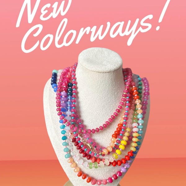 Glass gemstone candy necklace colorful beaded anthro