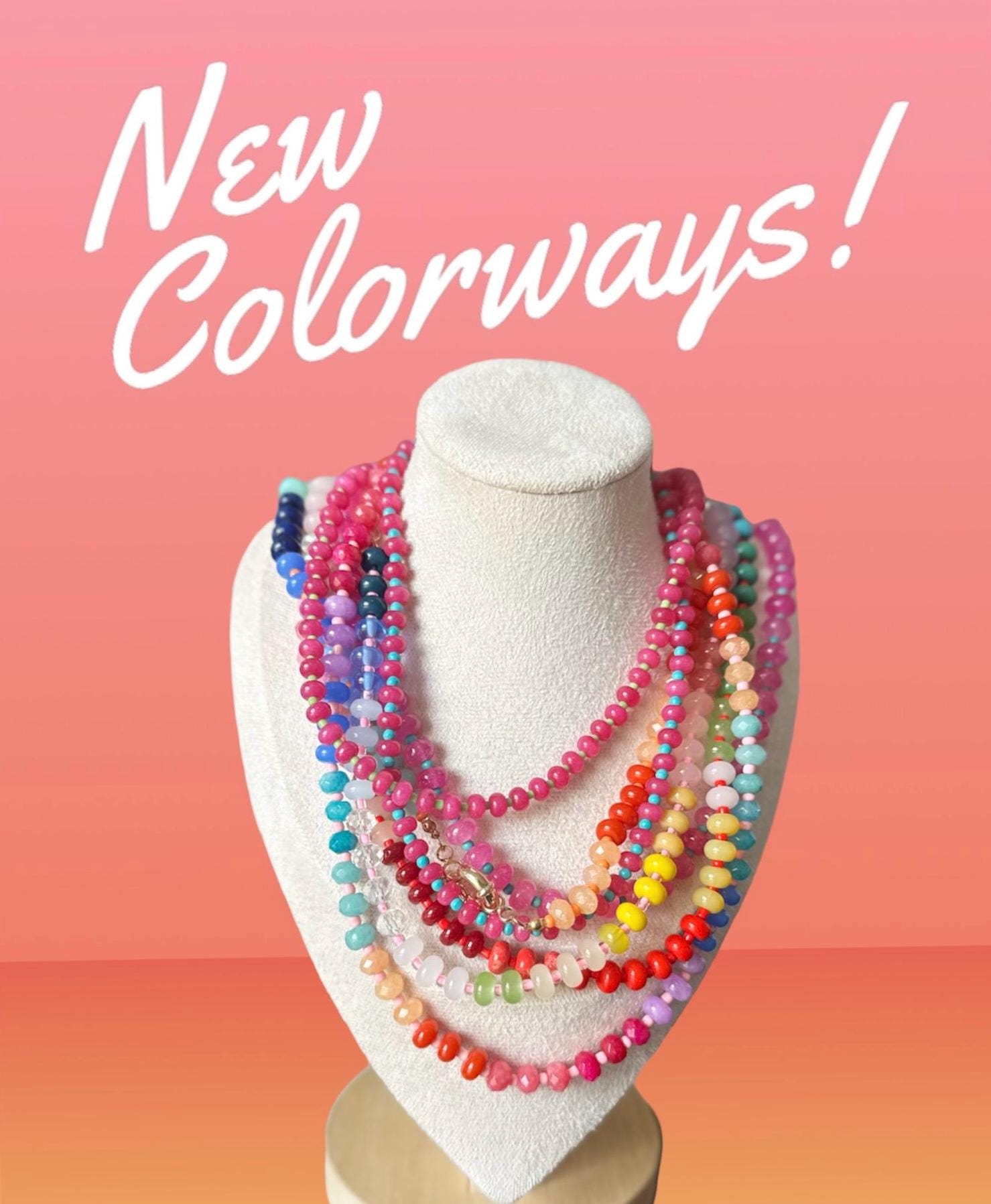 Glass gemstone candy stone necklace choker colorful beaded handmade necklaces anthro glass beads