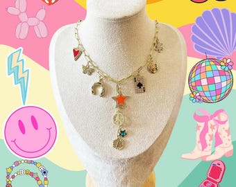 Custom Charm Necklace: Gold Plated Paperclip Chain, Design Your Own
