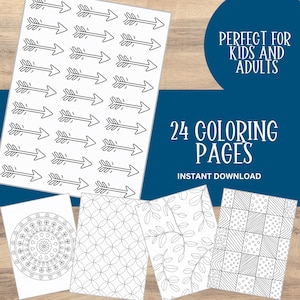 24 Pattern Coloring Pages Printable, Mandala & Geometric Coloring Sheets, Adult Coloring Pages, Stress Relief Art Download