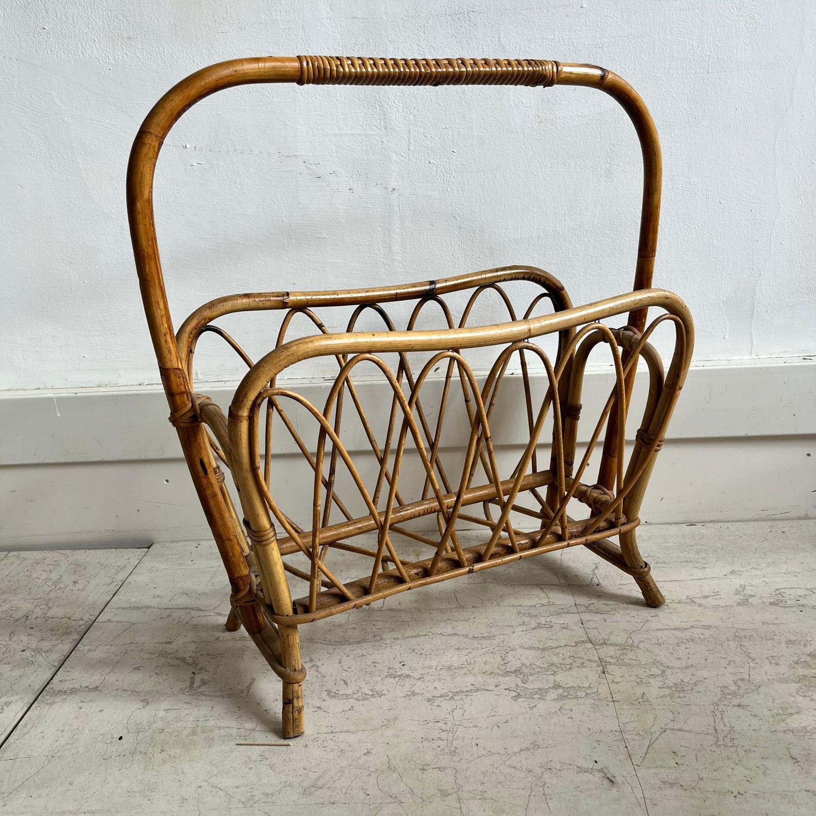Large Bamboo and Cane Magazine Rack - Etsy