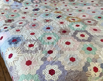 Handgenähte Patchworkdecke aus dem 19.