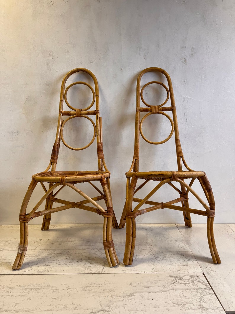 Vintage Bamboo & Rattan high backed Chair image 1