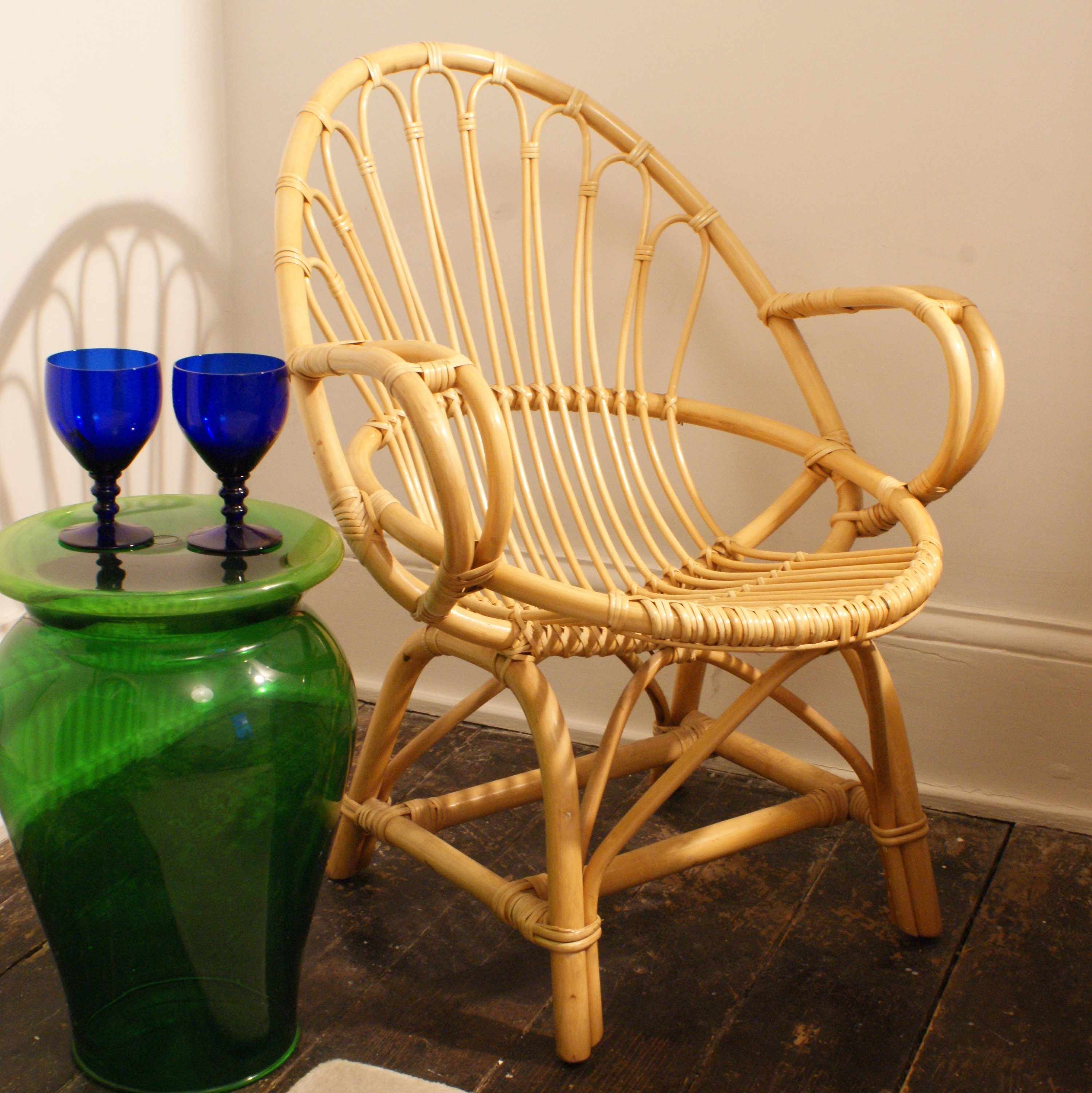 Vintage Bamboo chair with arms Etsy