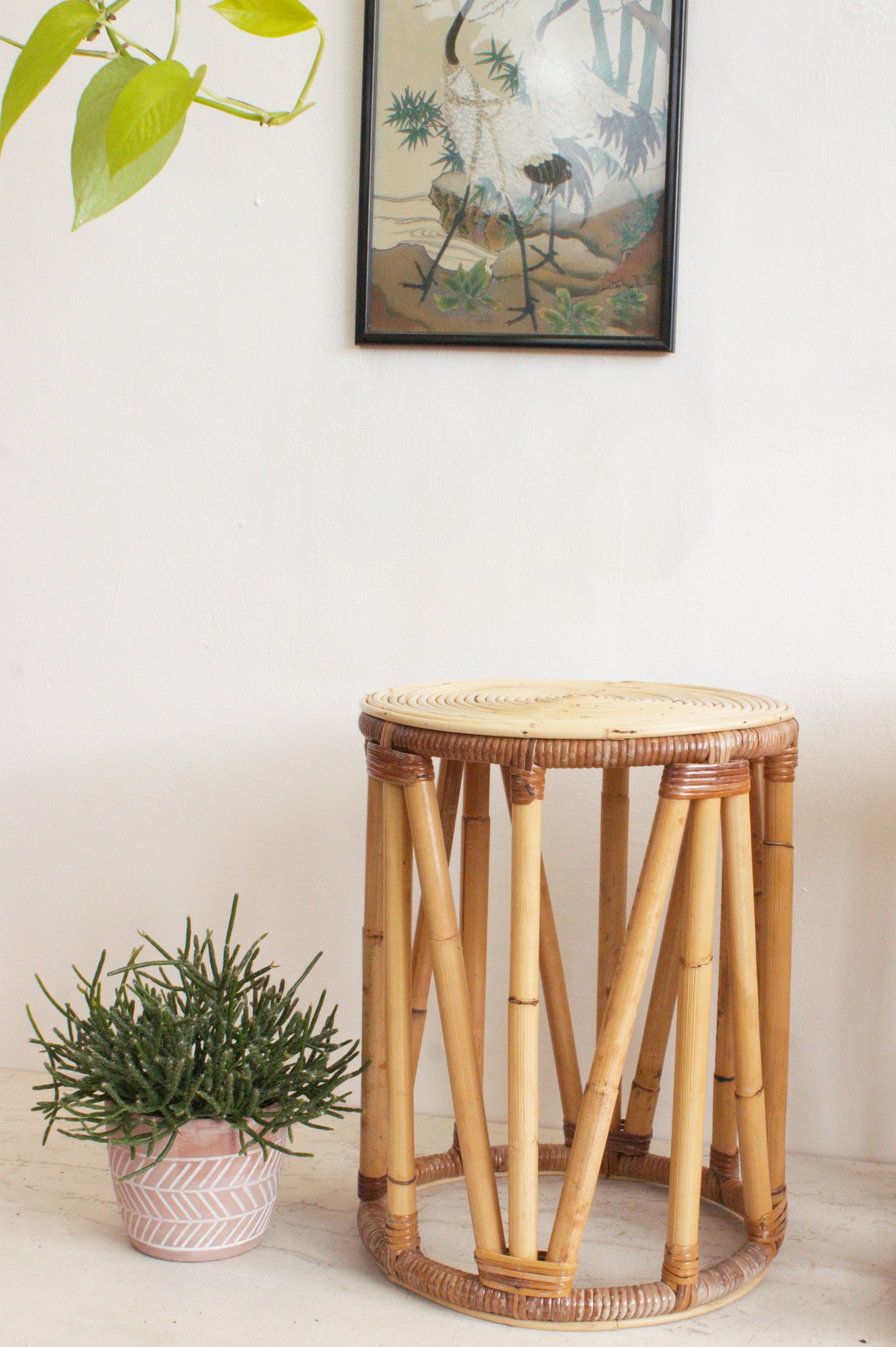 Bamboo stool Table plant stand side table