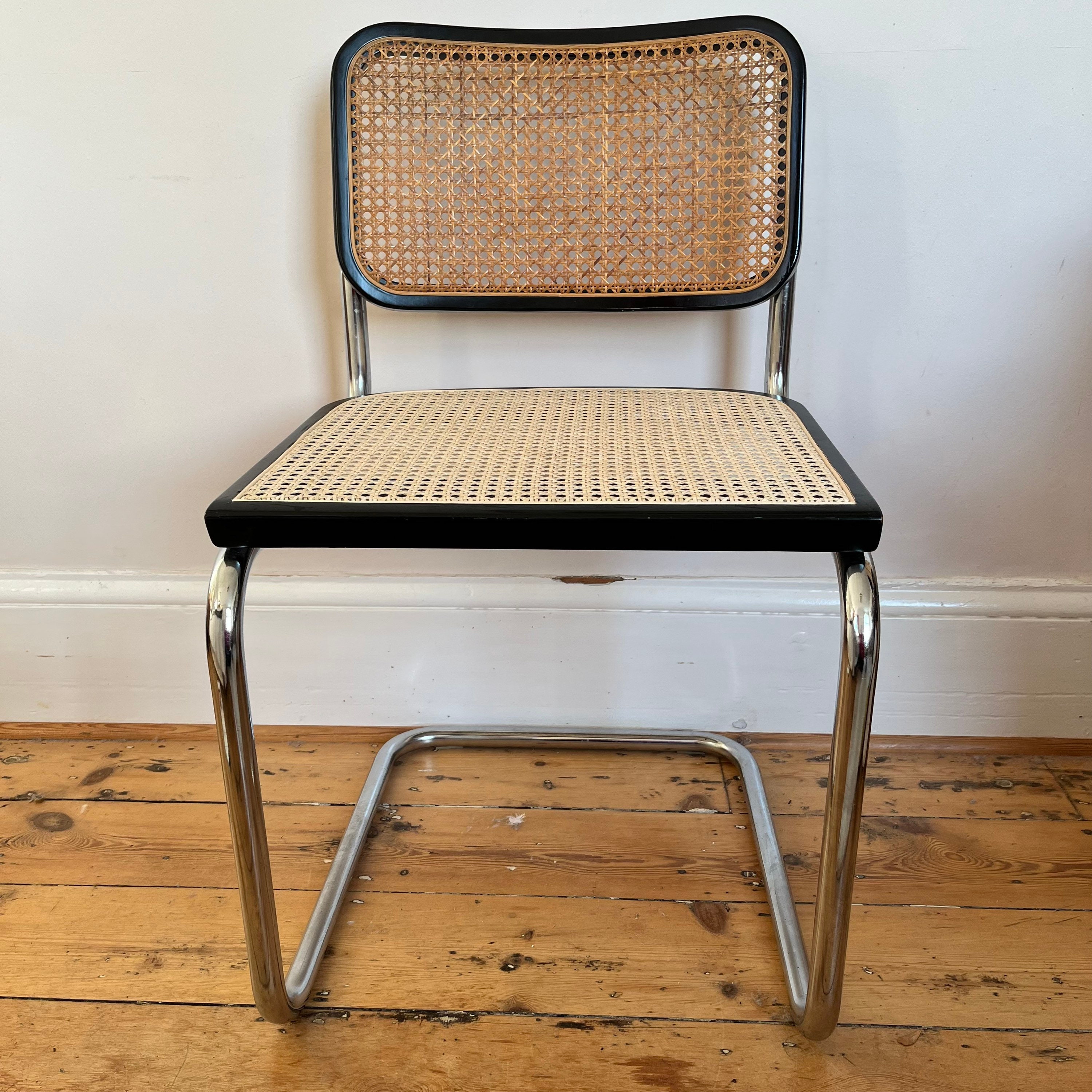 Cesca Black and Chrome Chair With Cane Seat Back Etsy