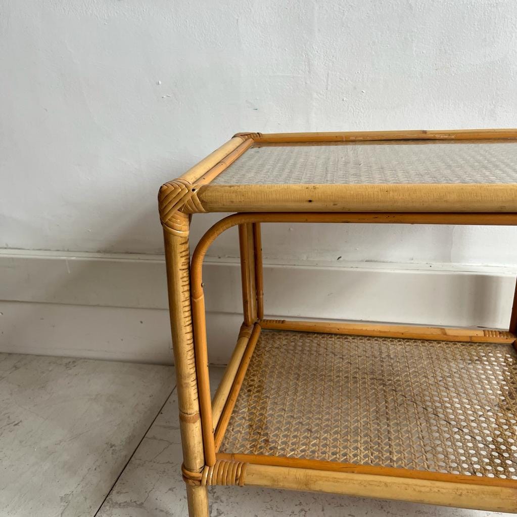 Bamboo & Cane Glass Top Table / Side Table/ Bedside Table Etsy