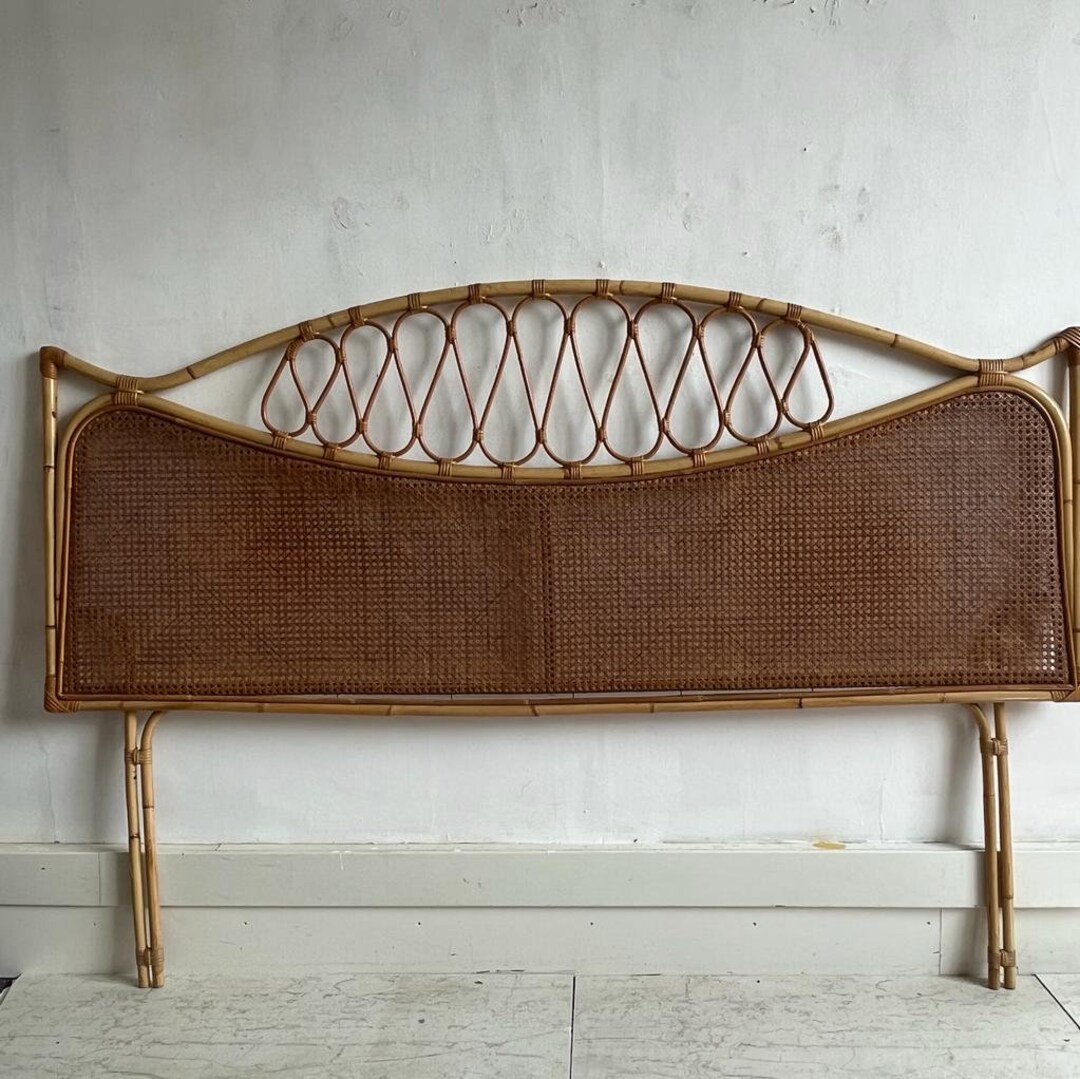 Vintage Bamboo & Rattan Headboard for Large Double Bed Etsy