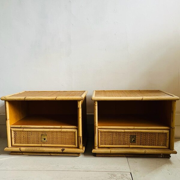 Rattan Bedside Table Etsy UK