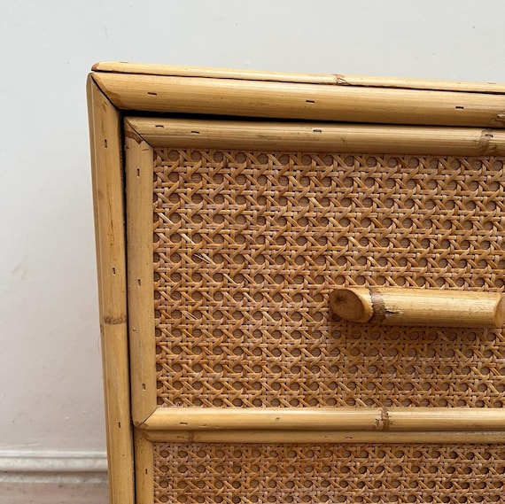 Mid Century Bambus und Rattan Geflecht Kommode / Aufbewahrung / Schrank -  Etsy.de