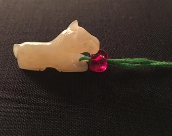 Dije/colgante vintage de jade con forma de caballo del horóscopo chino