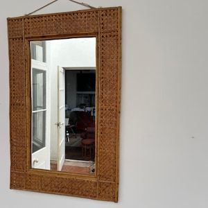 Bamboo and cane framed Vintage Mirror