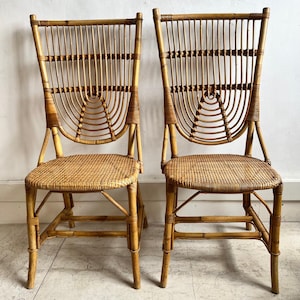 A Pair of 1950&#39;s Audoux Minet Bamboo chairs