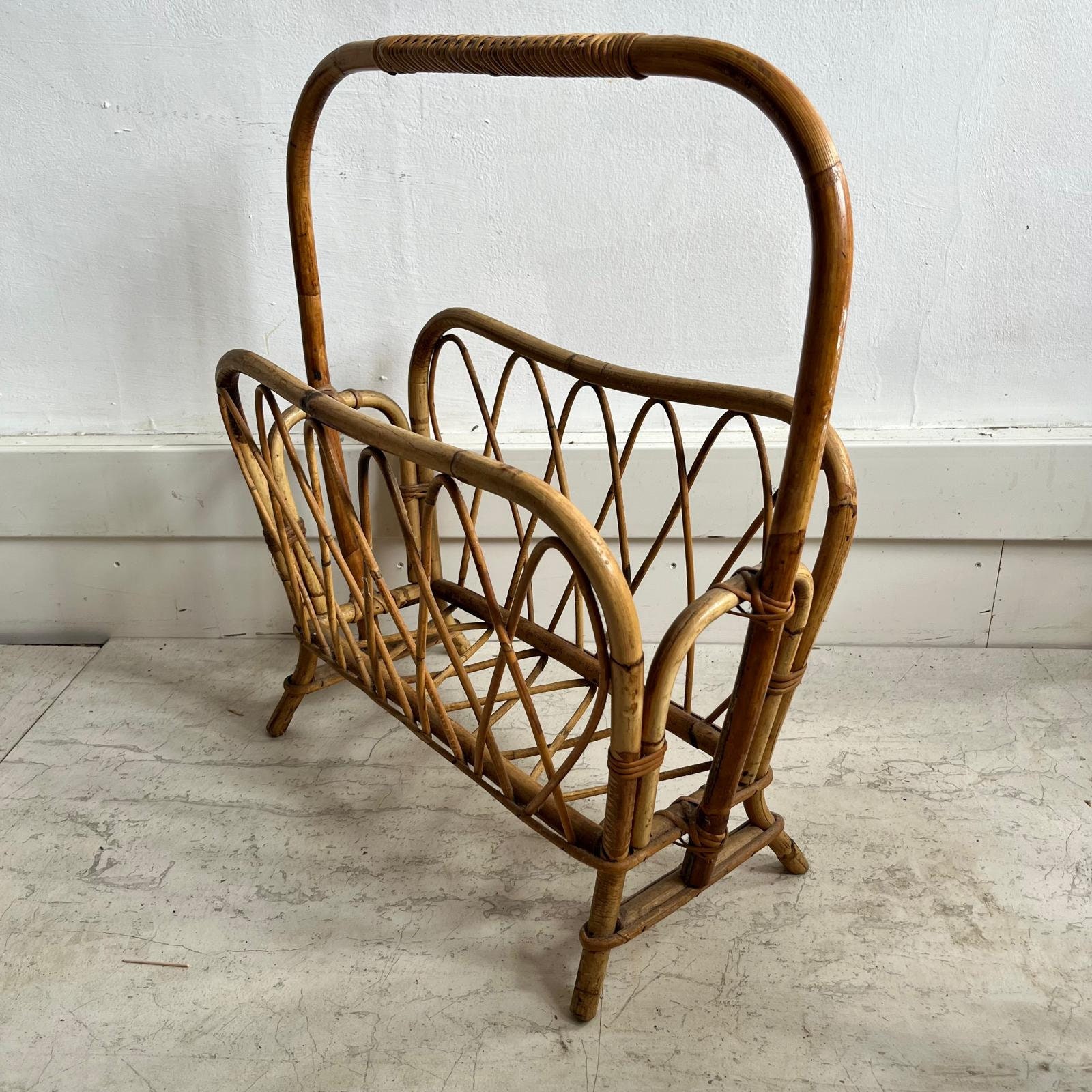Large Bamboo and Cane Magazine Rack - Etsy