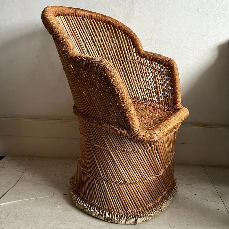 Vintage Bamboo & Jute Armchair Chair Etsy UK