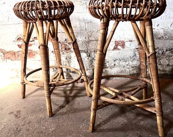 A pair of Franco Albini Bamboo High Stools