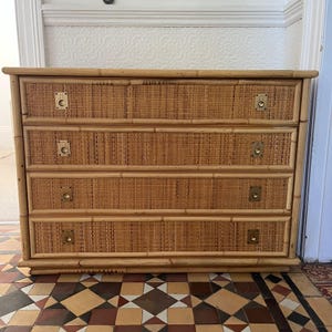 Italian Dal Vera rattan & bamboo chest of drawers