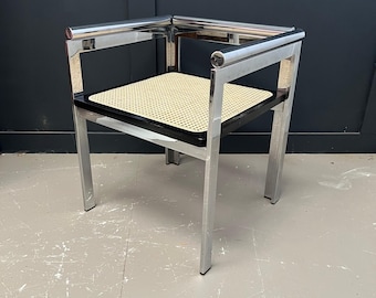 Renato Zevi Chroom en rieten stoelen/eetkamerstoelen