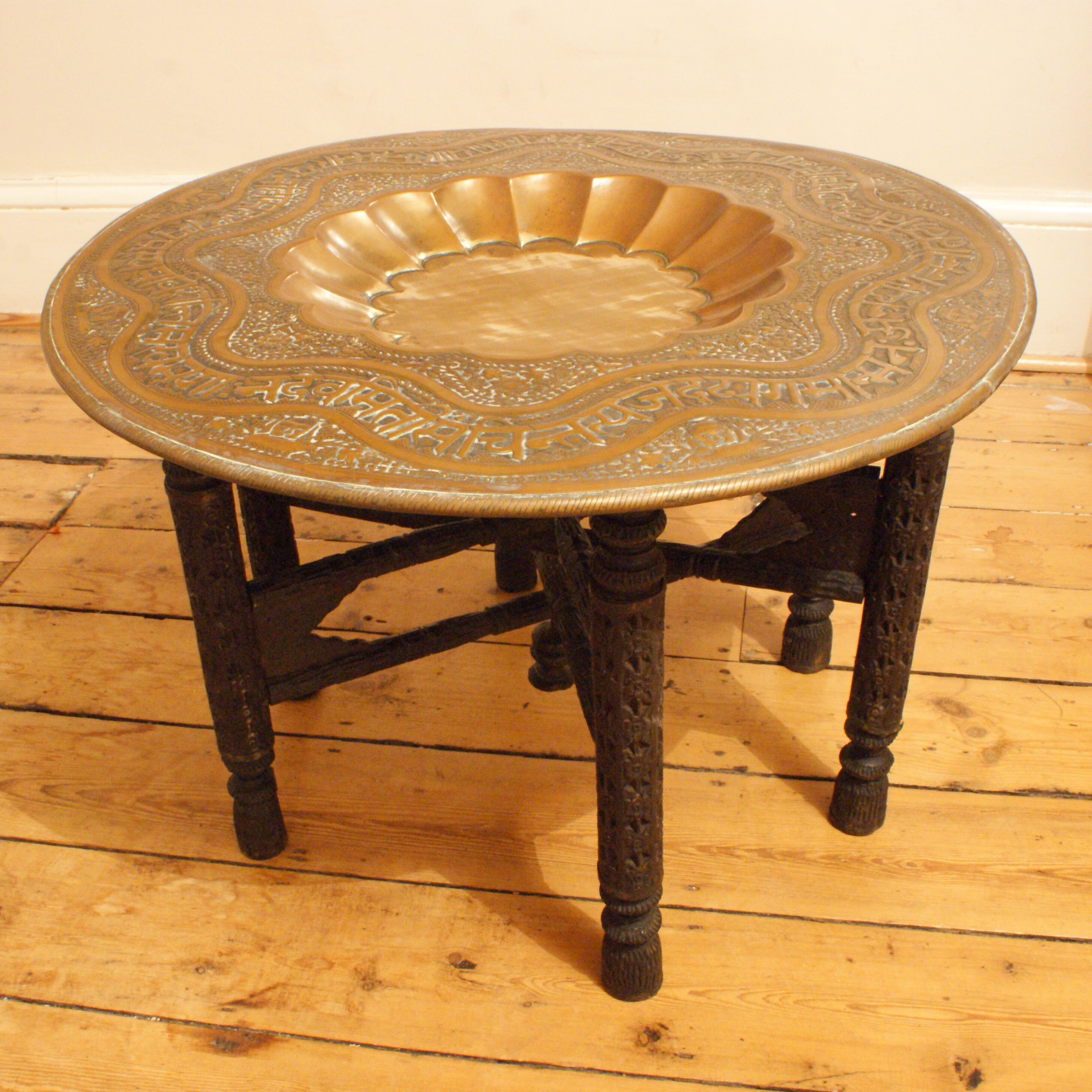 Vintage Moroccan Tea Table With Brass Table Top Etsy