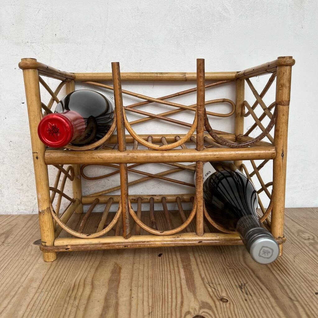 Vintage Bamboo 6 Bottle Wine Rack Storage Etsy Hong Kong