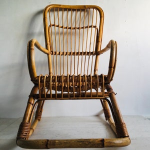 Vintage Franco Albini Bamboo midcentury rocking chair / armchair / chair