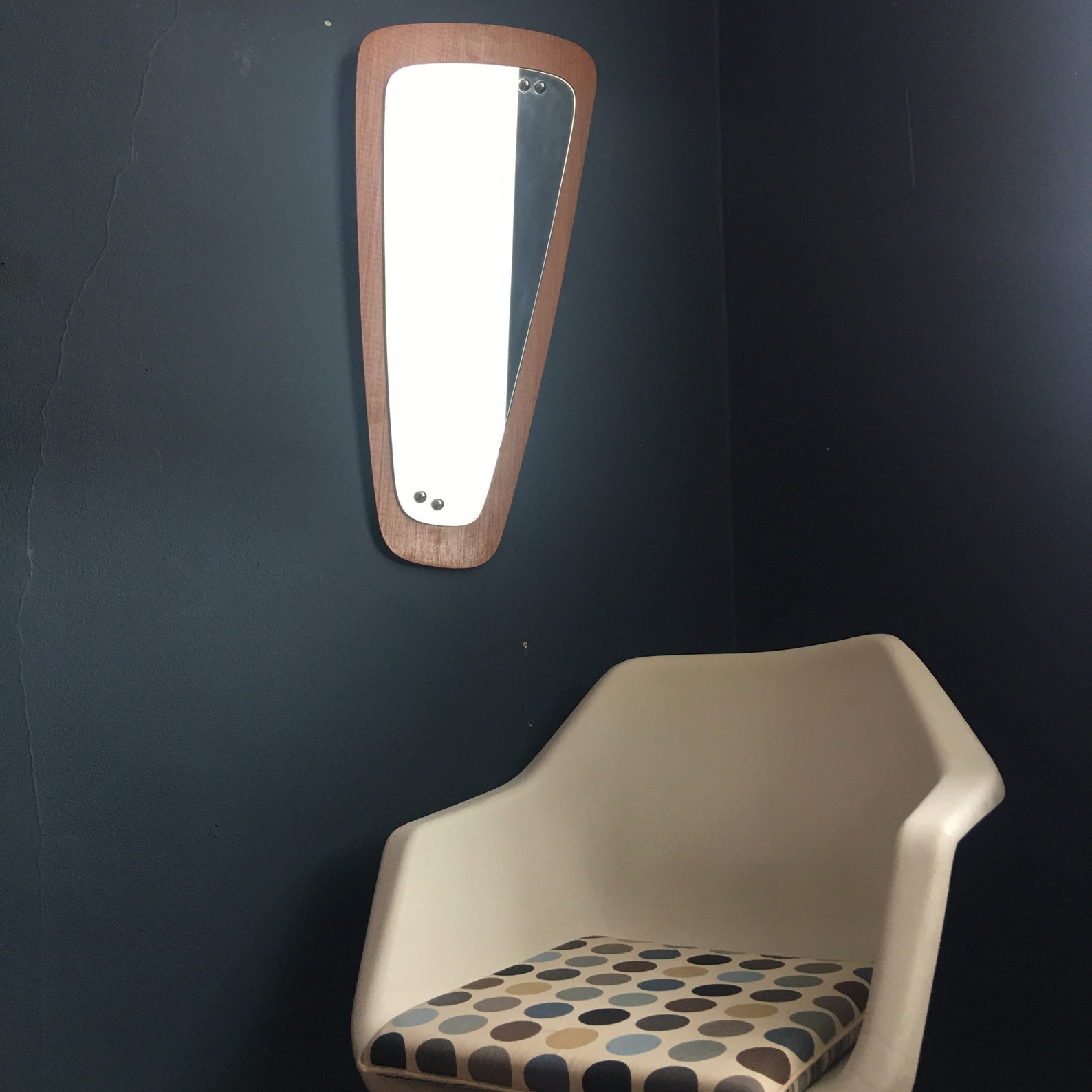 Mid century teak asymmetric mirror | Etsy