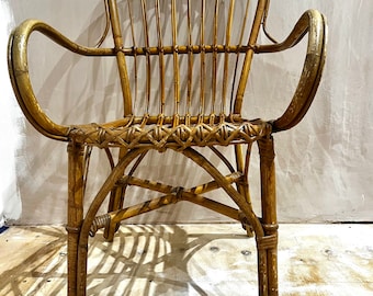 Silla / sillón de bambú vintage de 1950