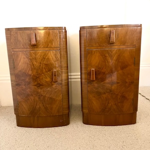 A pair of Walnut Art Deco Night Stands / Bedside tables