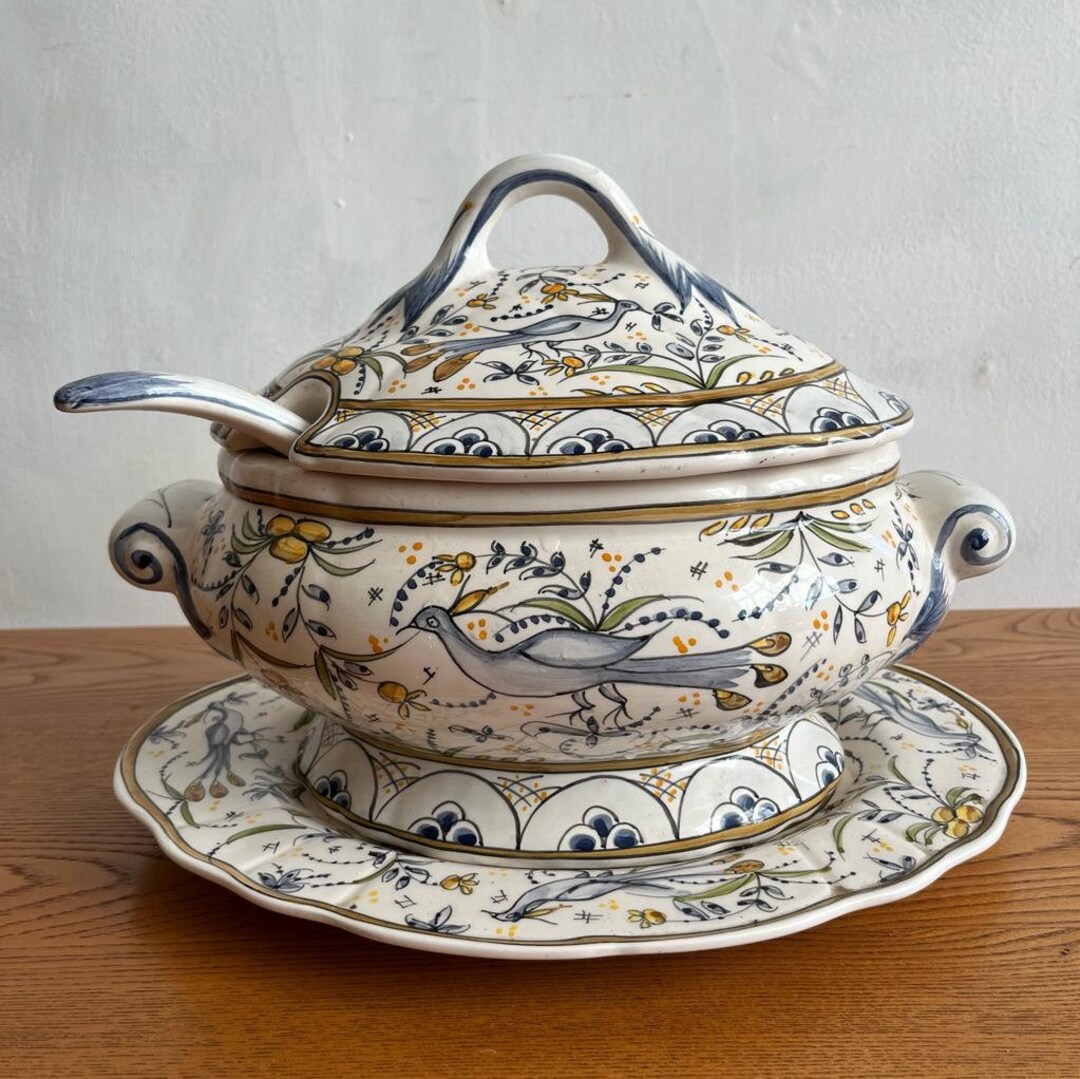 Large French Tureen With Ladle and Plate Etsy