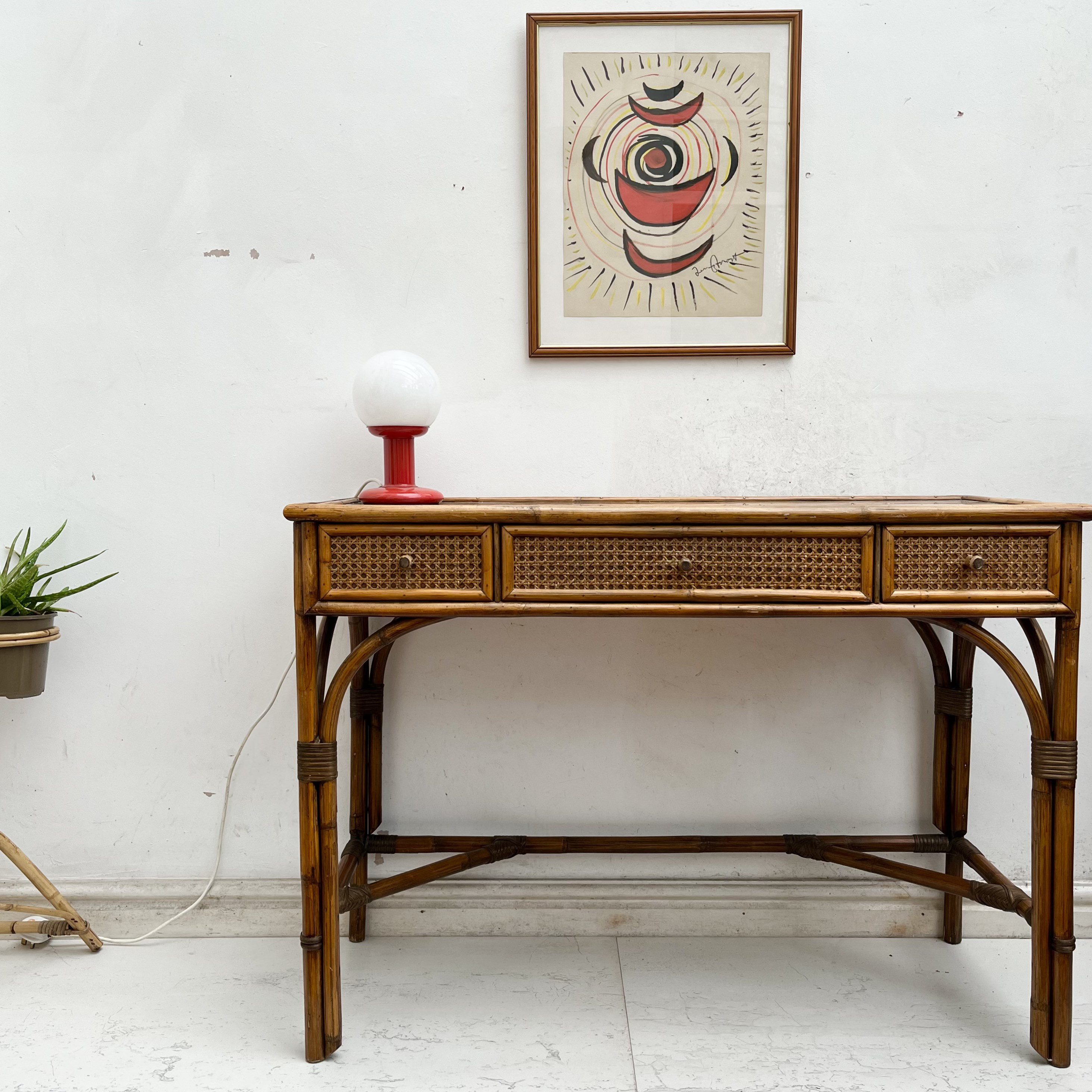 Vintage Cane Bamboo Dressing Table Desk Console Table Etsy UK