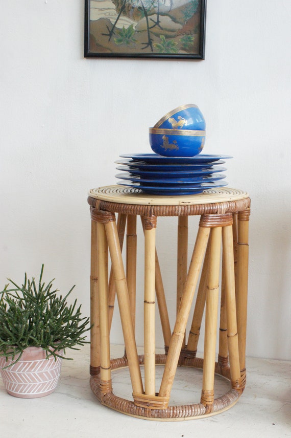 Bamboo stool Table plant stand side table