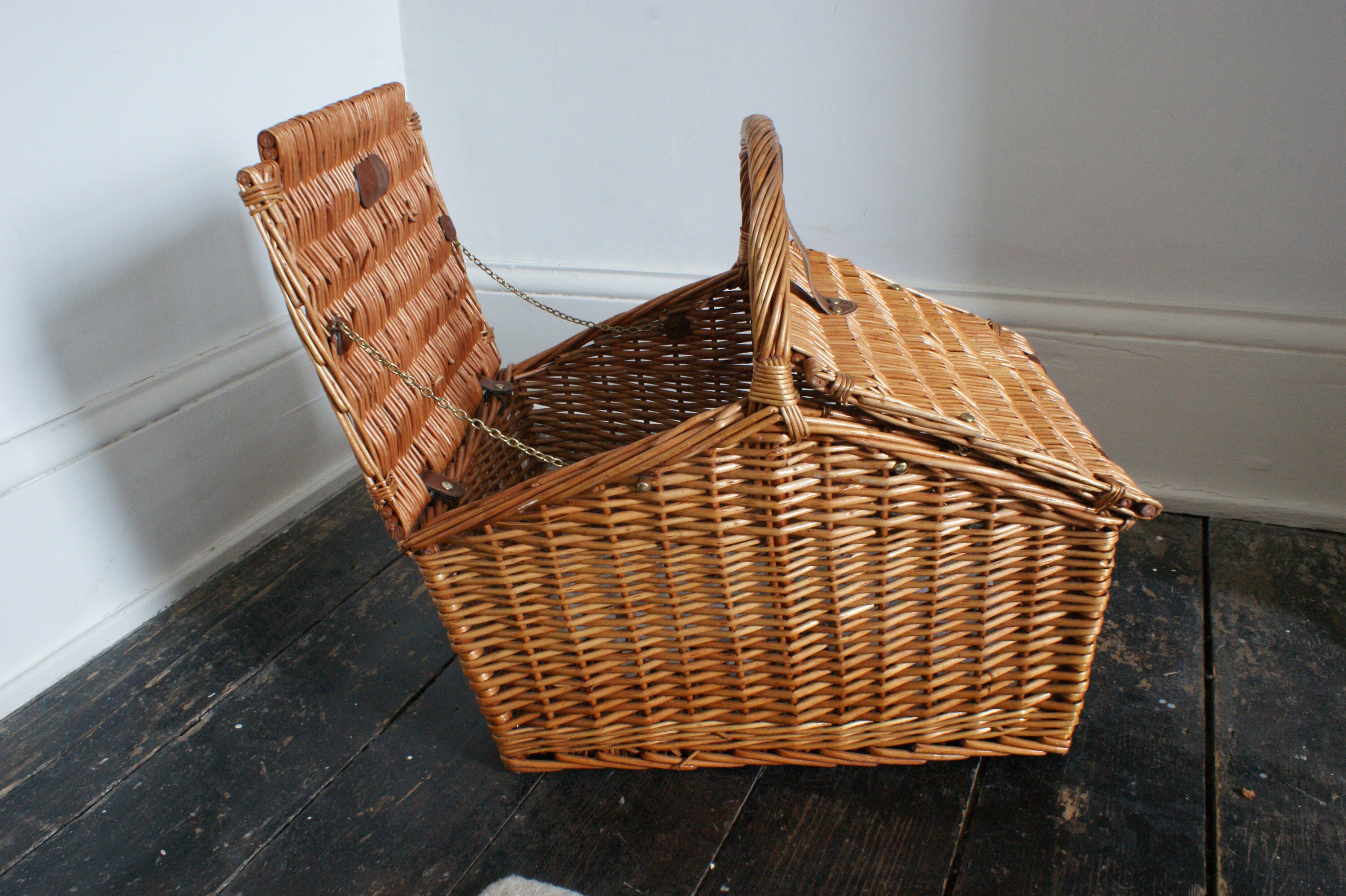 Vintage Large Wicker Picnic Basket Etsy UK