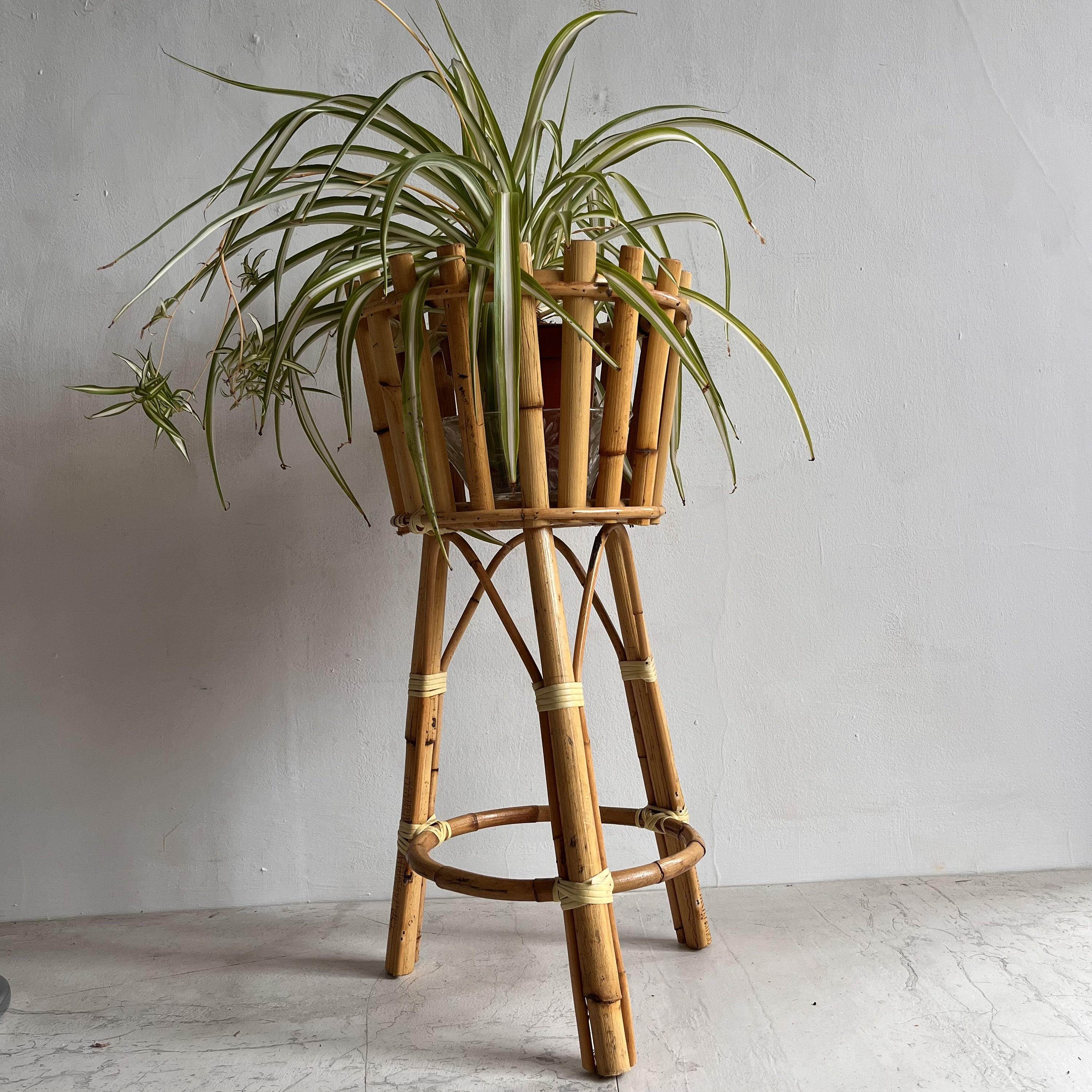 Faux bamboo plant stand