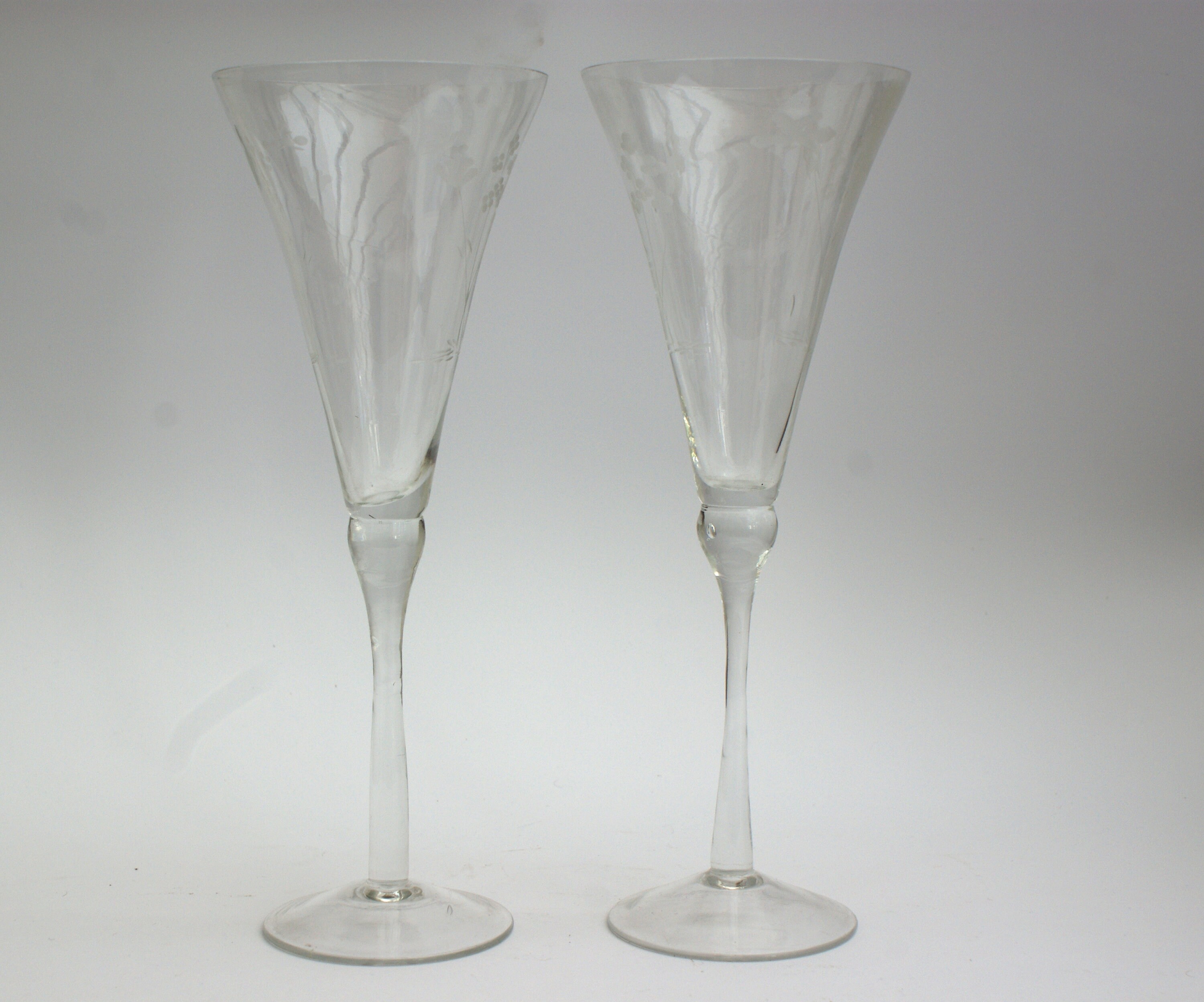 Vintage etched Champagne glasses Etsy