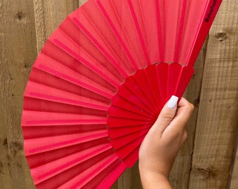 Red Fan / Hand Folding Fan / Rave / Festival / Party / Wedding / Gift