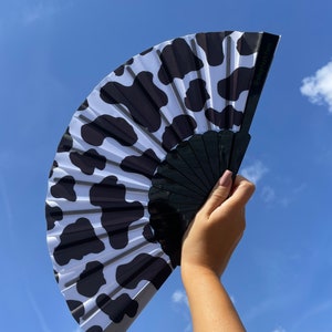 Cow Animal Print Fan / Hand Folding Fan / Rave / Festival / Party