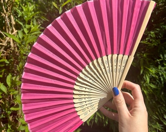 Pink Fan / Hand Folding Fan / Bamboo / Fancy Dress / Party / Wedding