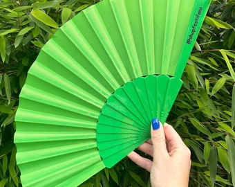 Green Fan / Hand Folding Fan / Rave / Festival / Party / Wedding / Ibiza / Summer