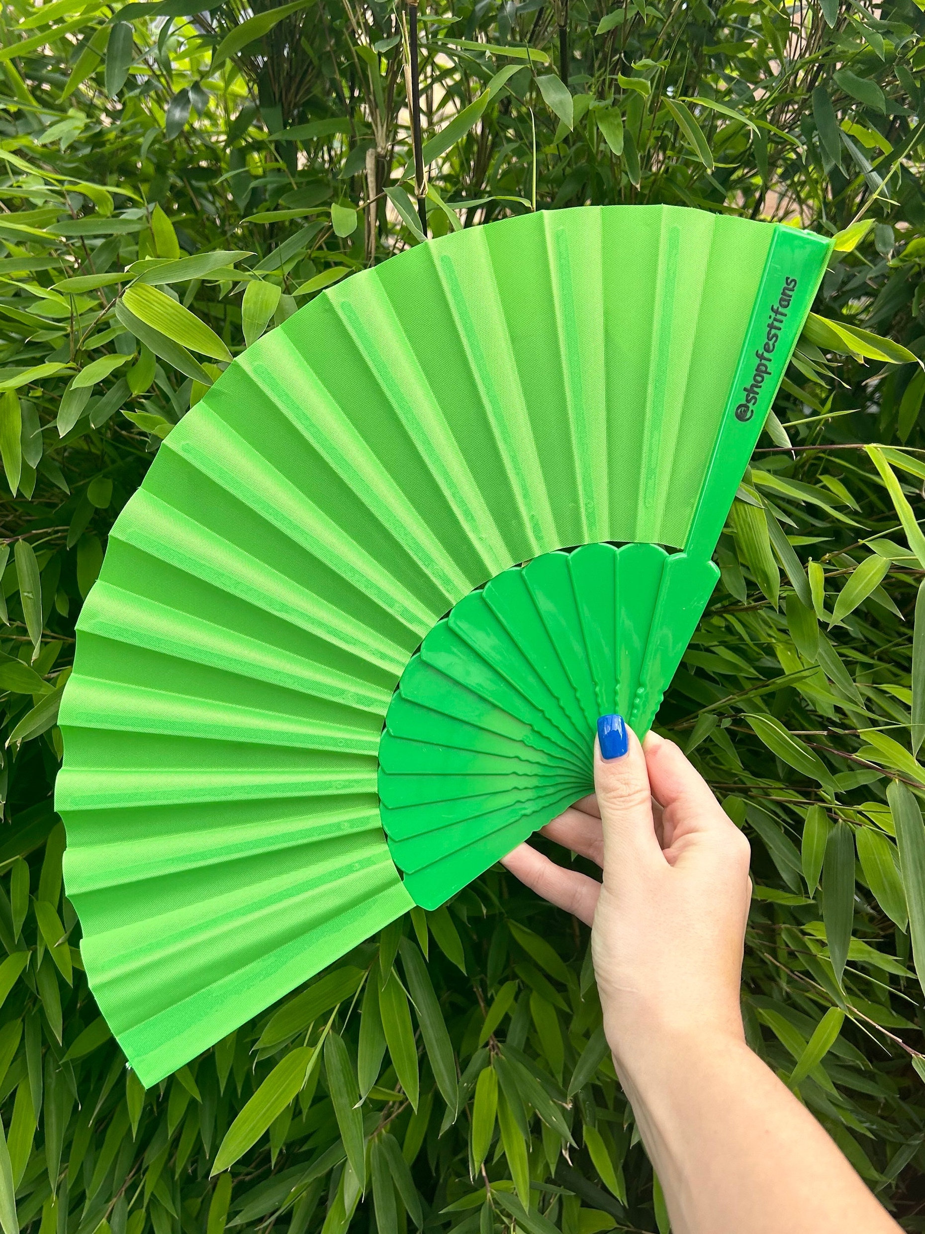 Green Fan / Hand Folding Fan / Rave / Festival / Party / Wedding
