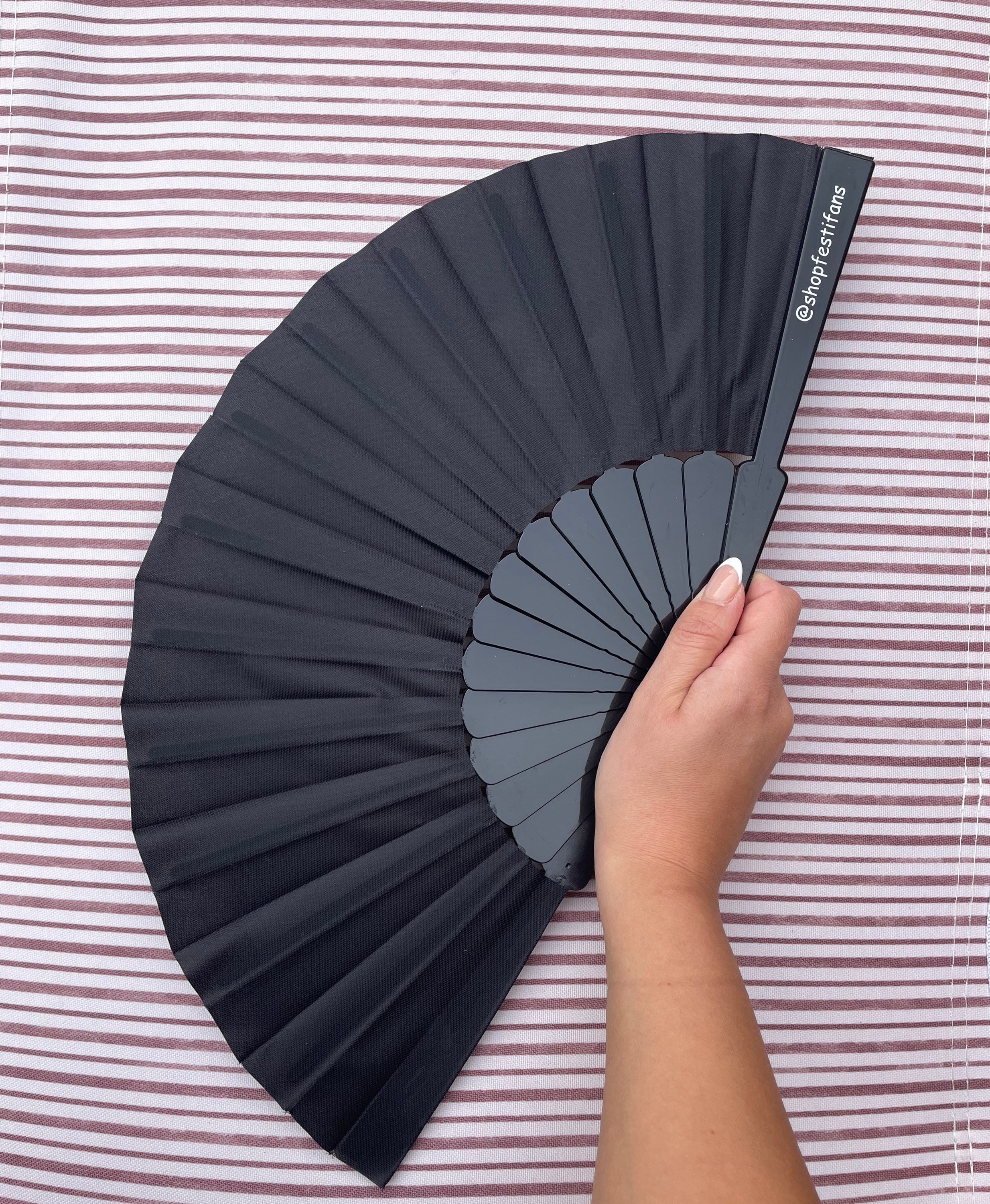 Black Fan / Hand Folding Fan / Rave / Festival / Party / Wedding