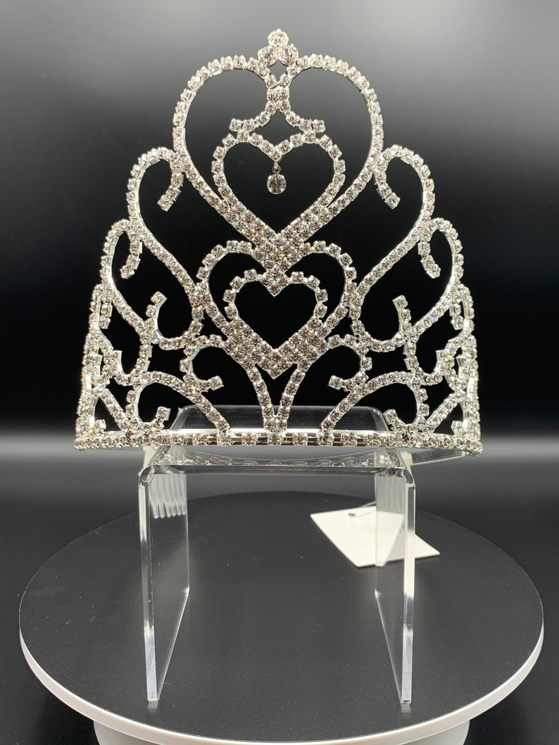 Sparkle big heart waves Tiara for Bridal Wedding and parties