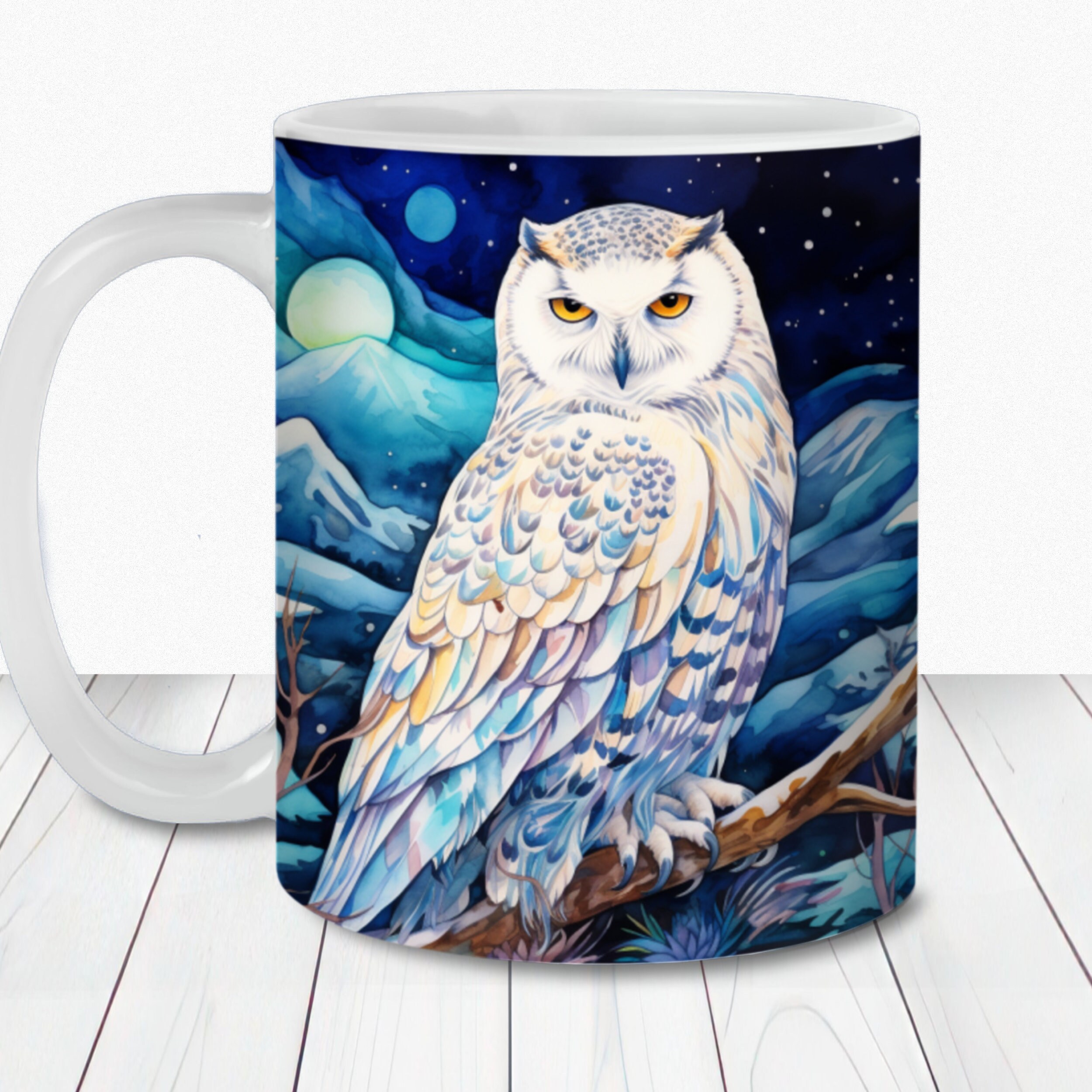 Snowy Owl Coffee Glass Tumbler - 16oz